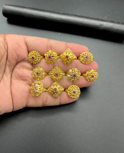 Single Piece Gold Plated Real Mahroon Stones Latest Designs Rings #2
