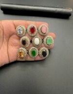 Single Piece Handmade Real Mahroon Stones Zircon Setting Latest Designs Rings #1