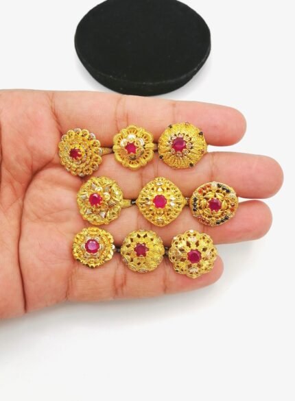 1 Piece Gold Plated Ring – Fine Quality Ruby Center Design