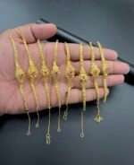 Single Piece Gold Plated Bracelet – Real Polish Finish with Maroon Stone Accent