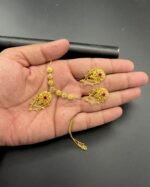 Gold Plated Fine Mahroon Stones Floral Pendant Set – Delicate Charm Edition