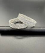 Silver Plated 2-Piece Zircon Studded Luxury Bangles – Crystal Charm Edition
