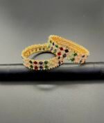 Golden Plated 2-Piece Peach Stone Bangles – Royal Radiance Edition - Image 4
