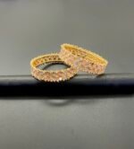 Golden Plated 2-Piece Peach Stone Bangles – Royal Radiance Edition - Image 3