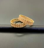 Golden Plated 2-Piece Peach Stone Bangles – Royal Radiance Edition