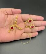 Gold Plated Pendant Set – Elegant Round Design with Real Zircon Stones