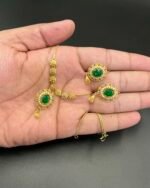 Gold Plated Pendant Set – Elegant Round Design with Real Green Zircon Stones