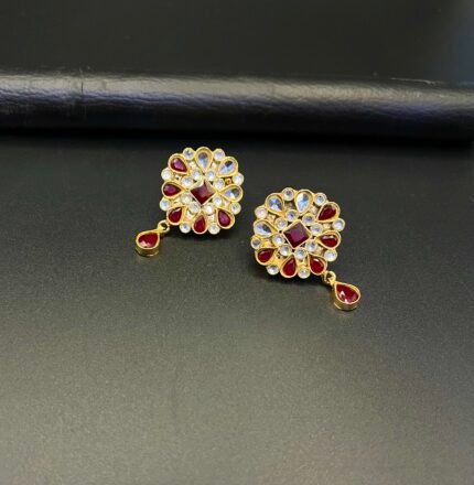 Furshi Kundan Tops – Gold Plated Earrings with Real Zircon Stones
