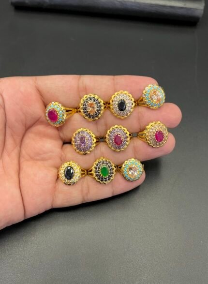 Gold Plated Real Zircon Stone Rings – Fine Quality, Latest Designer Collection