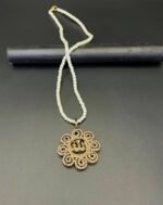 Religious Allah Calligraphy Pendant – Fine Quality with Pearl Bead Chain - Image 2