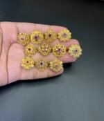 1 Piece Gold Plated Ring with Real Zircon Stones – Elegant Polished Floral Design