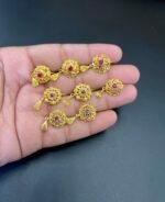 1 Pair Gold Plated Earrings with Real Zircon Stones – Elegant Polished Floral Design