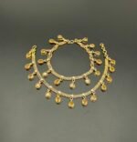 Gold Plated Payal – Fine Quality with Ruby & Amber Drop Stones - Image 3