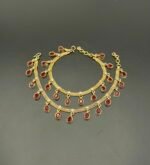 Gold Plated Payal – Fine Quality with Ruby & Amber Drop Stones - Image 2