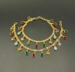 Gold Plated Payal – Fine Quality with Ruby & Amber Drop Stones