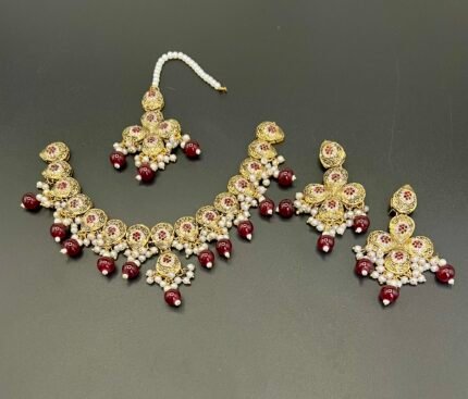Antique Polish Rajwari Jewellery Set – Fine Quality with Real Stones