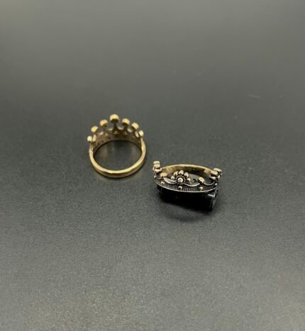 Turkish Crown Ring – Floral Crest Design in Antique Finish