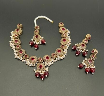 Designer Pearl Necklace Set – Antique Finish Bridal Edition