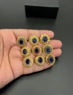 1 PC Gold-Plated Royal Blue Stone Ring Set – Majestic Elegance Collection