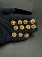 1 PC Gold Plated Ring with Multiple-colored Stones – Elegant Floral Design