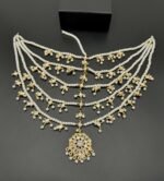 Fine Quality Gold Plated Kundan Head Pati with Pearl Strings