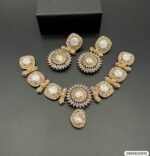 Gold Plated MOP Designer Necklace Set with Earrings – all color Edition - Image 6
