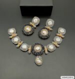 Gold Plated MOP Designer Necklace Set with Earrings – all color Edition - Image 4
