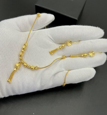 Gold Plated Pendant Partywear Set – Tassel Charm Bead Edition
