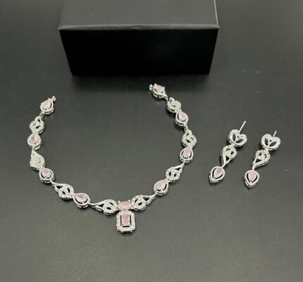 American Diamond Set – Stunning Aqua Teardrop Design with Real Stone Accents