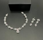 American Diamond Set – Stunning Aqua Teardrop Design with Real Stone Accents