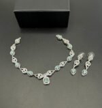 American Diamond Set – Stunning Aqua Teardrop Design with Real Stone Accents - Image 3