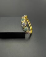 Real Stone Openable Bracelet – Gold Plated