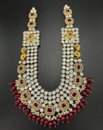 Gold Plated Kundan Mala – Real Stones - Image 3