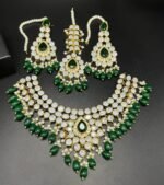 Gold Plated Kundan Jewelry Set with Real Zircon Stones - Image 4