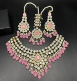 Gold Plated Kundan Jewelry Set with Real Zircon Stones - Image 3