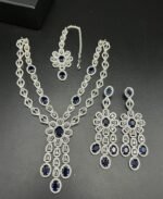 American Diamond Double Layer Jewelry Set with Real Stones - Image 2
