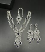 American Diamond Double Layer Jewelry Set with Real Stones - Image 3
