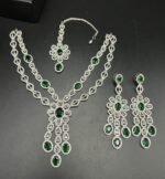 American Diamond Double Layer Jewelry Set with Real Stones - Image 6