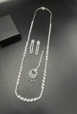 American Diamond Mala Set with Real Stones