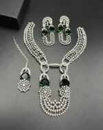 American Diamond Partywear Jewelry Set with Real Stones - Image 6