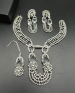 American Diamond Partywear Jewelry Set with Real Stones