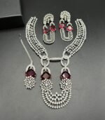 American Diamond Partywear Jewelry Set with Real Stones - Image 4