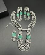 American Diamond Partywear Jewelry Set with Real Stones - Image 2
