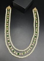 3 Line Kundan Mala with White Pearls Setting - Image 4