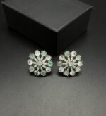 American Diamond Stud Earrings with Real Stones - Image 6