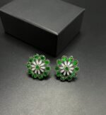 American Diamond Stud Earrings with Real Stones - Image 5