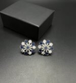 American Diamond Stud Earrings with Real Stones - Image 4