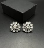 American Diamond Stud Earrings with Real Stones - Image 2