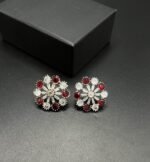 American Diamond Stud Earrings with Real Stones