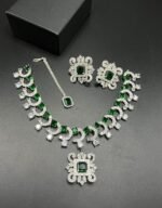 American Diamond Set with Real Green Stones